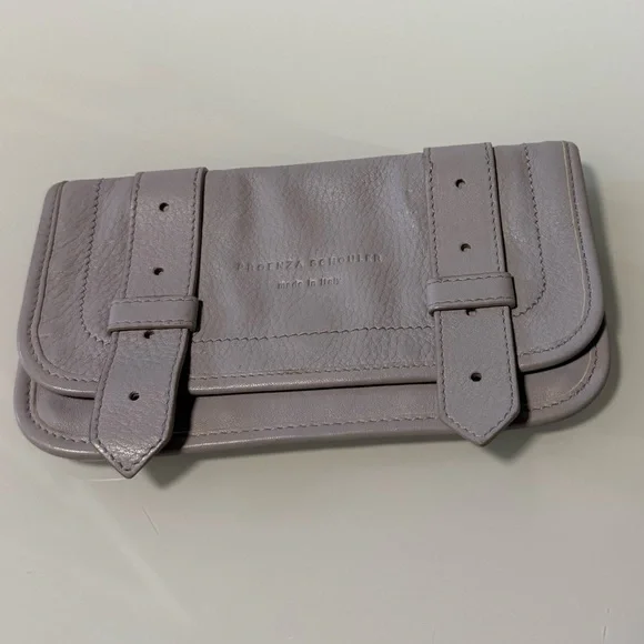 Gray Lilac Leather Women's Clutch - Picture 5 of 17